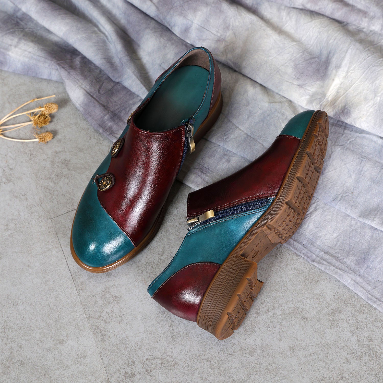 Hand Painted Leather Flat Shoes