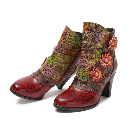 Vintage Handmade Floral High heel Boots