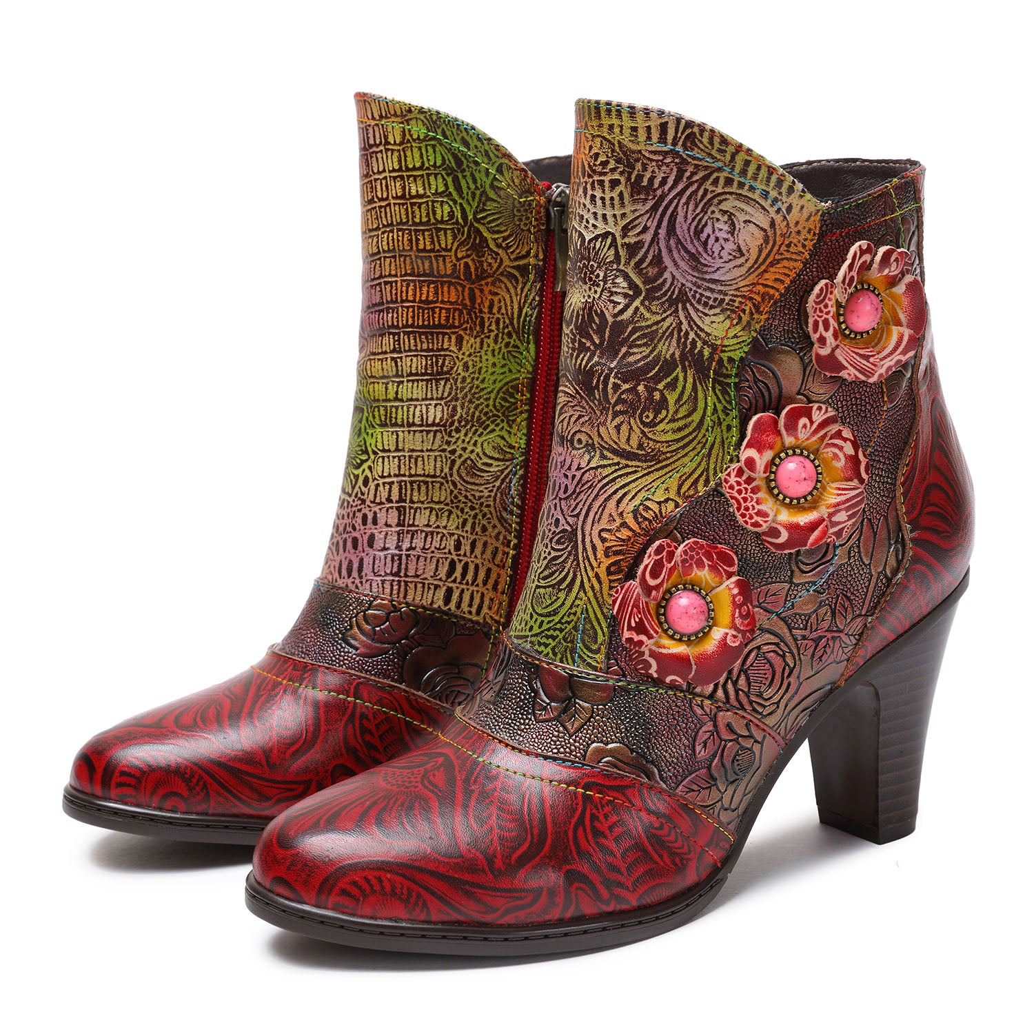 Vintage Handmade Floral High heel Boots