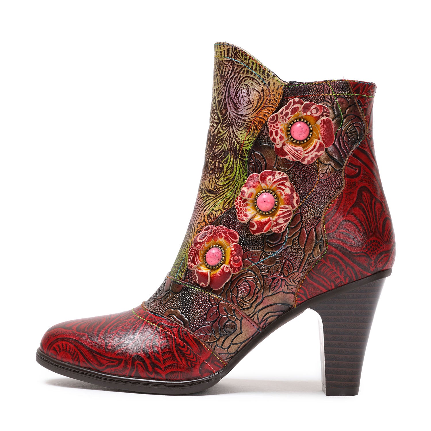 Vintage Handmade Floral High heel Boots