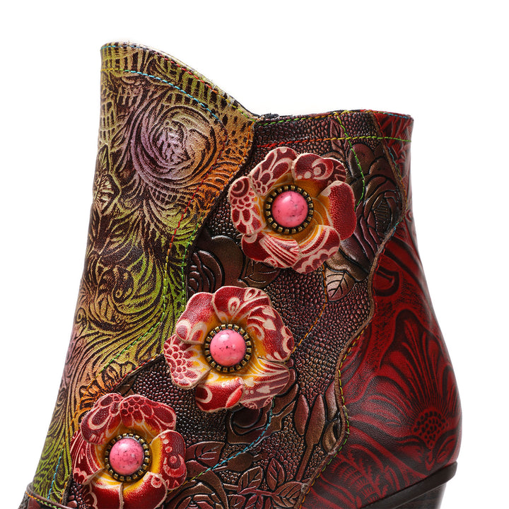Vintage Handmade Floral High heel Boots