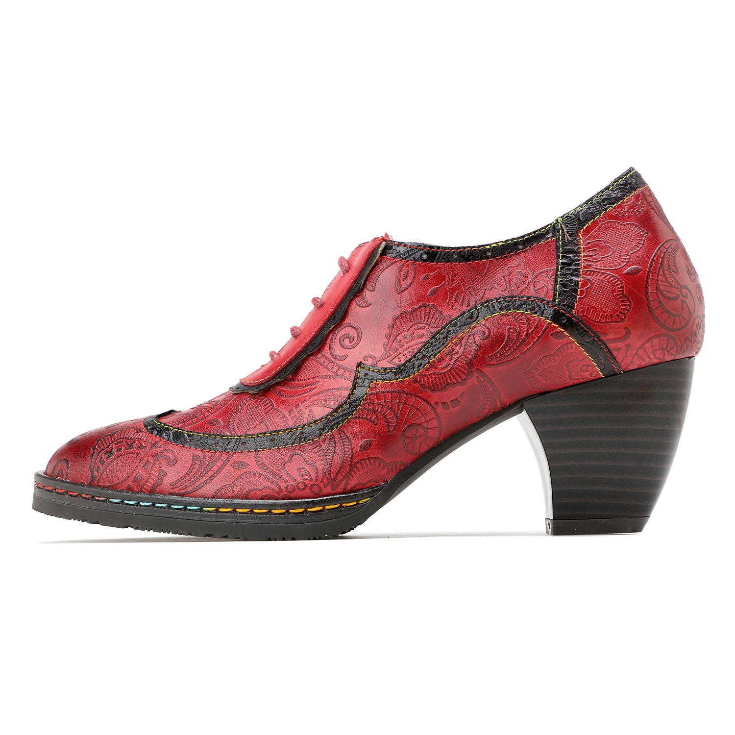 Retro Leather Hand-embossed Pumps