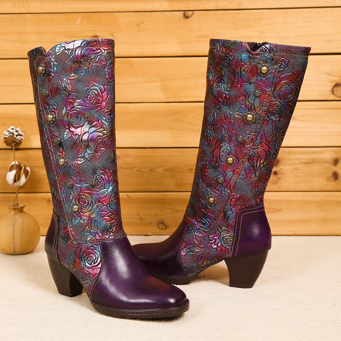 Retro Printed Hand-made Boots