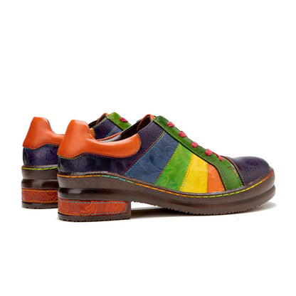 Zapatos planos arcoiris pulidos retro a mano