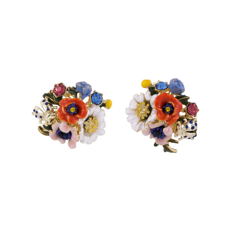 Fashionable Enamel Floral Earrings