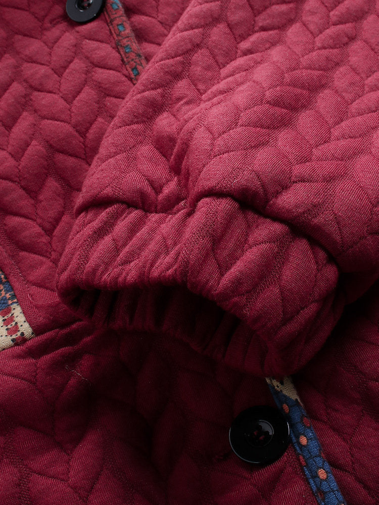 Retro Contrast Binding Hooded Coat