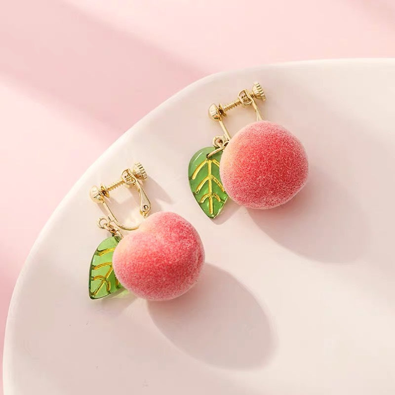 Cute Peach Fruit Earrings