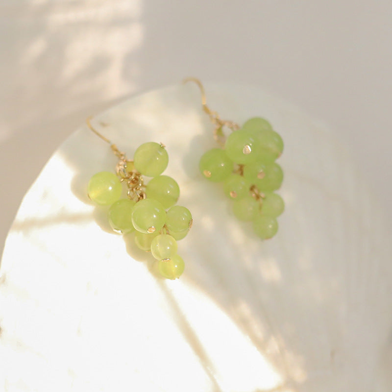 Cute Grape Earrings in Sweet Cyan Color