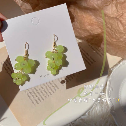 Cute Grape Earrings in Sweet Cyan Color