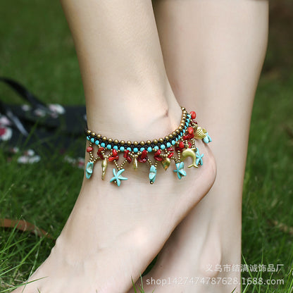 Bohemian Starfish Hand Woven Anklet