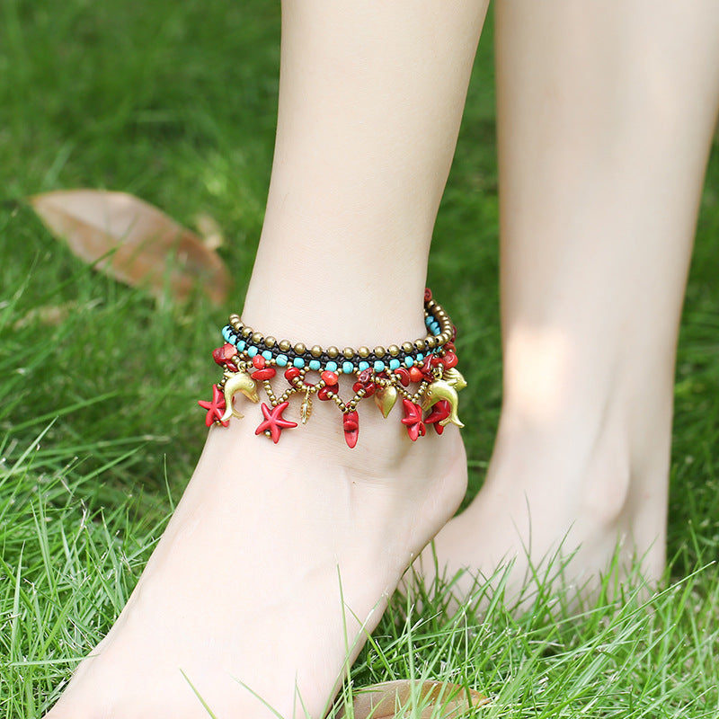 Bohemian Starfish Hand Woven Anklet