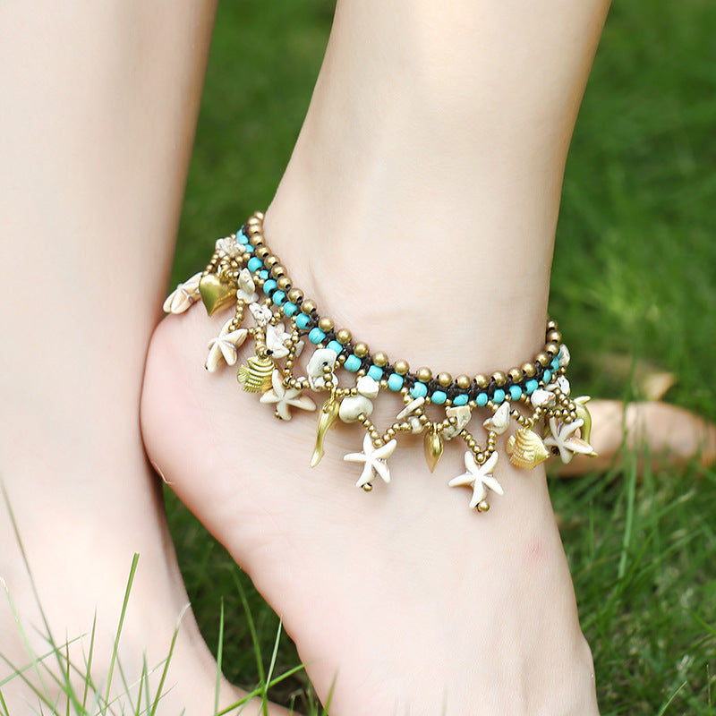 Bohemian Starfish Hand Woven Anklet