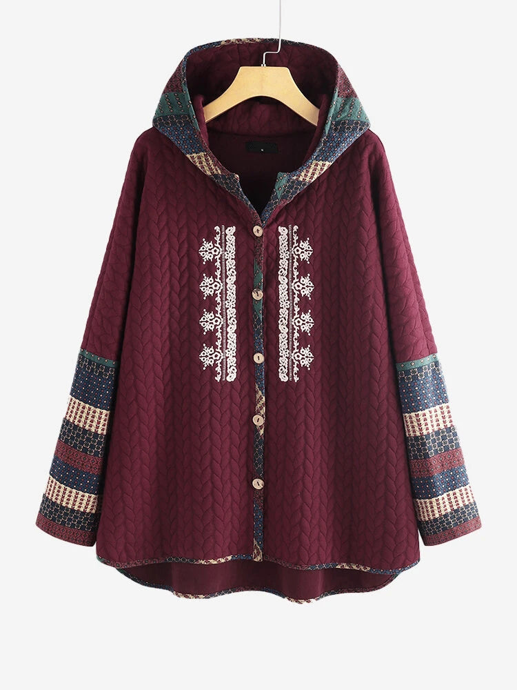 Casual Fashion Retro Print Stitching Jacket