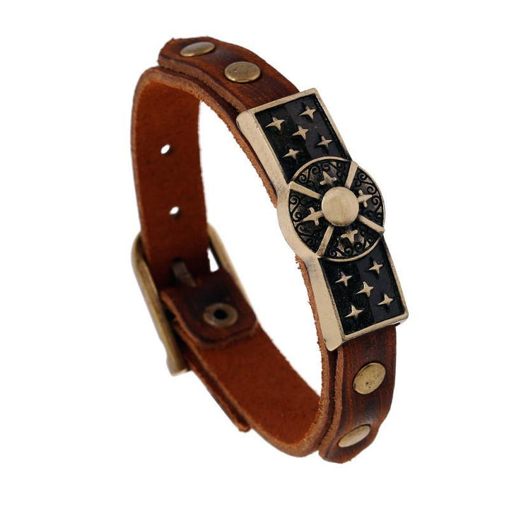 Men Cow Leather Genuine Wristband Cuff Bracelet Punk Style Charm Leather Bracelet YY-GT60