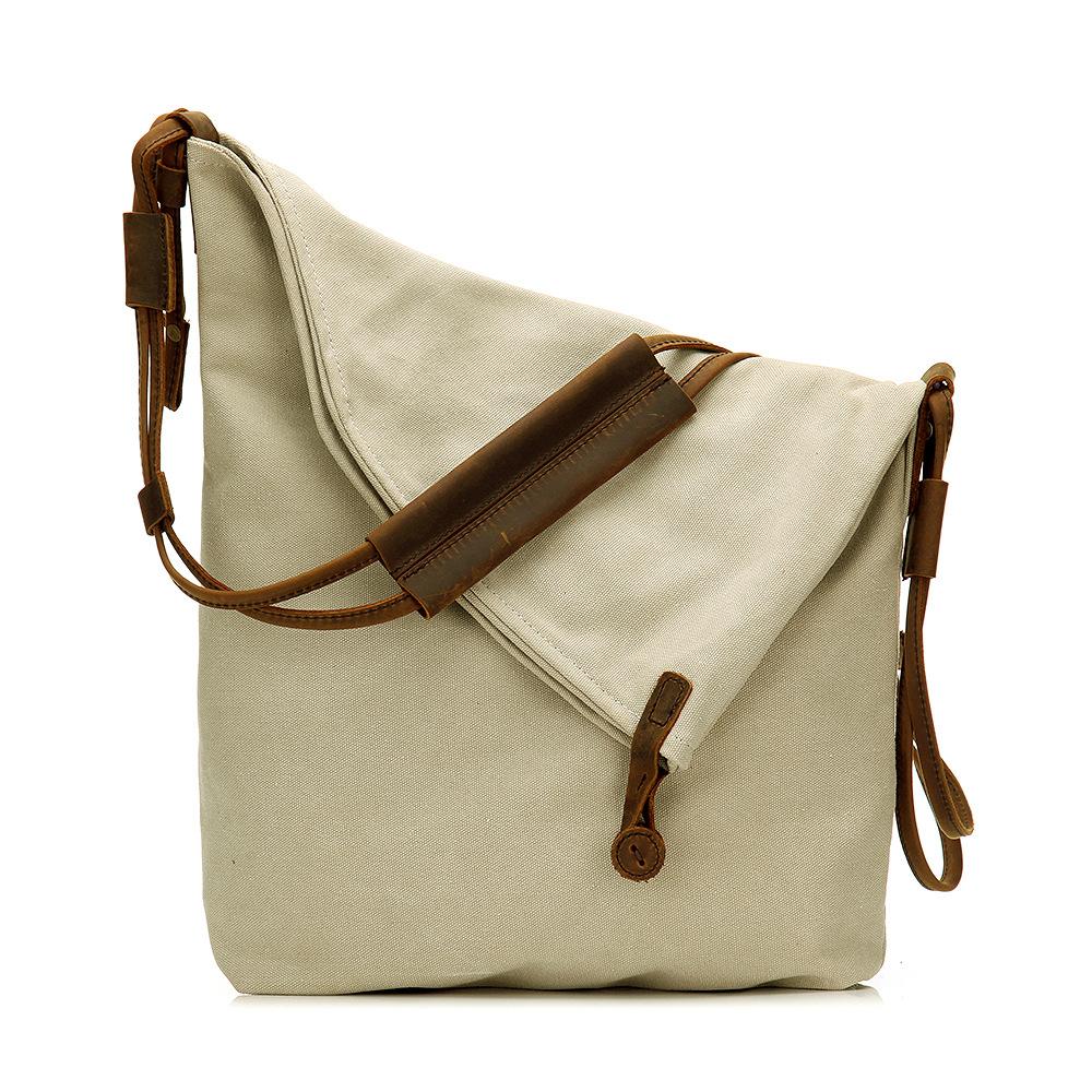 Lona feminina e bolsa de couro crossbody