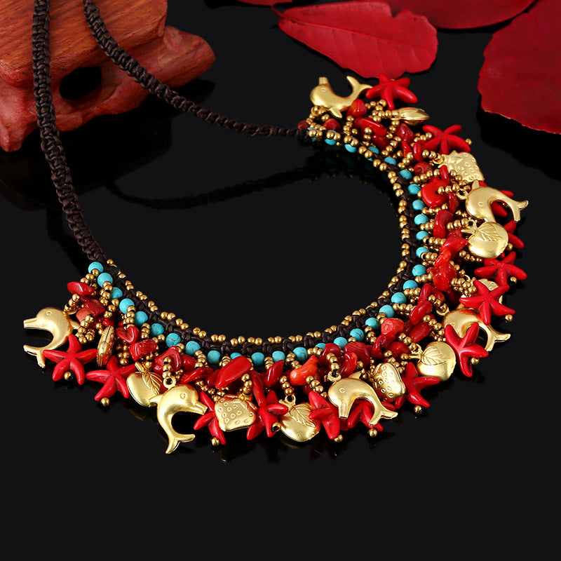 Collier star-étoile turquoise bohème