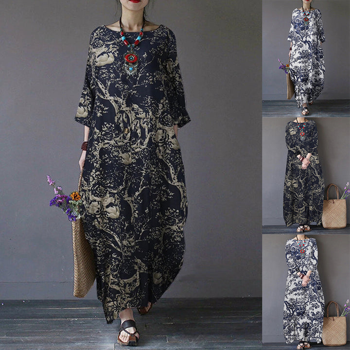 Casual Long Sleeve Vintage Women Sundress