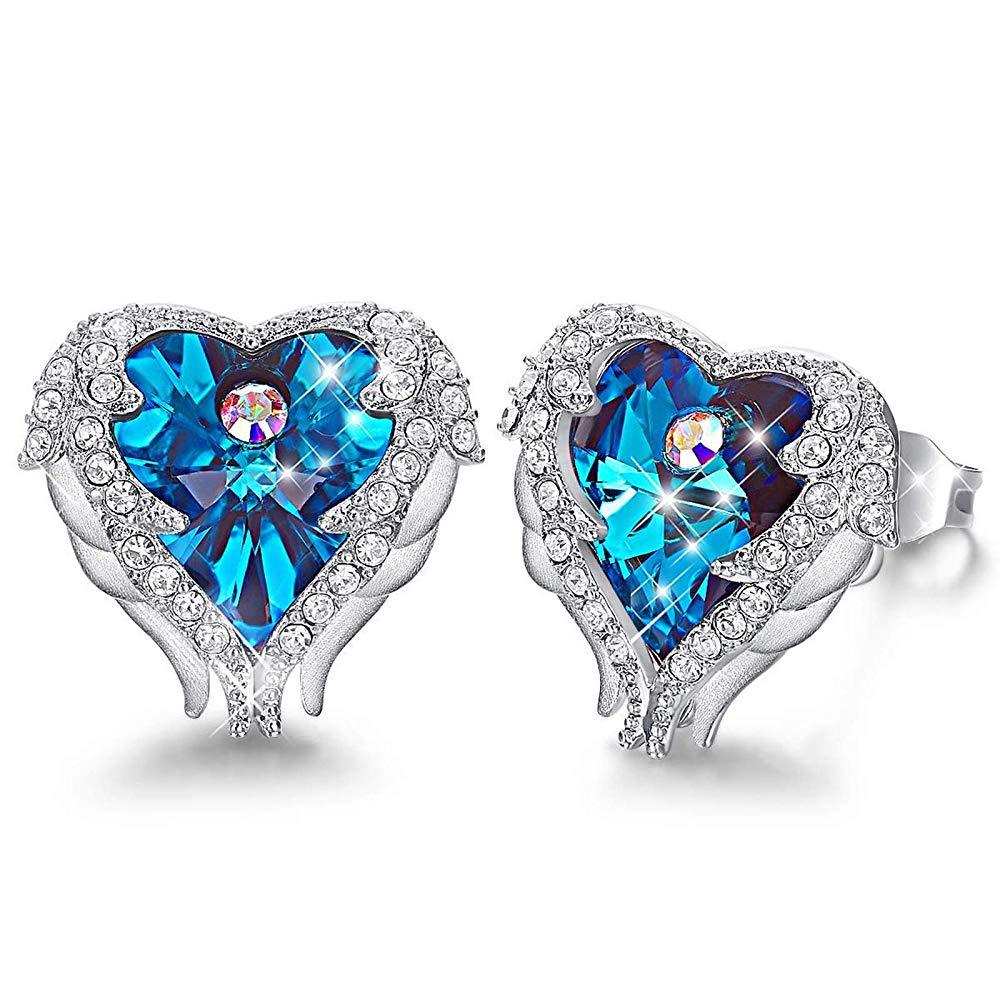 Blue Heart &amp; Wings Earrings