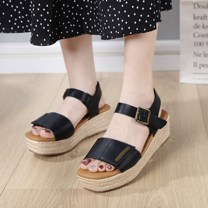 Retro Fish Mouth Comfort Wedge Sandals