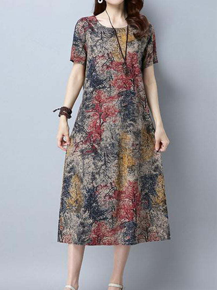 Robes vintage à manches courtes à imprimé floral