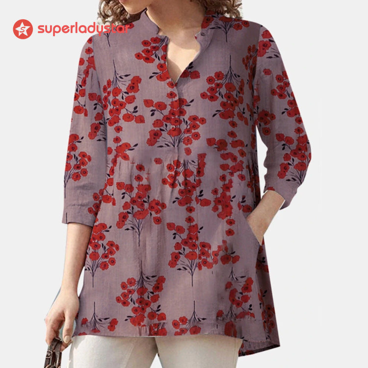 Casual Long-sleeved Cotton Blouse