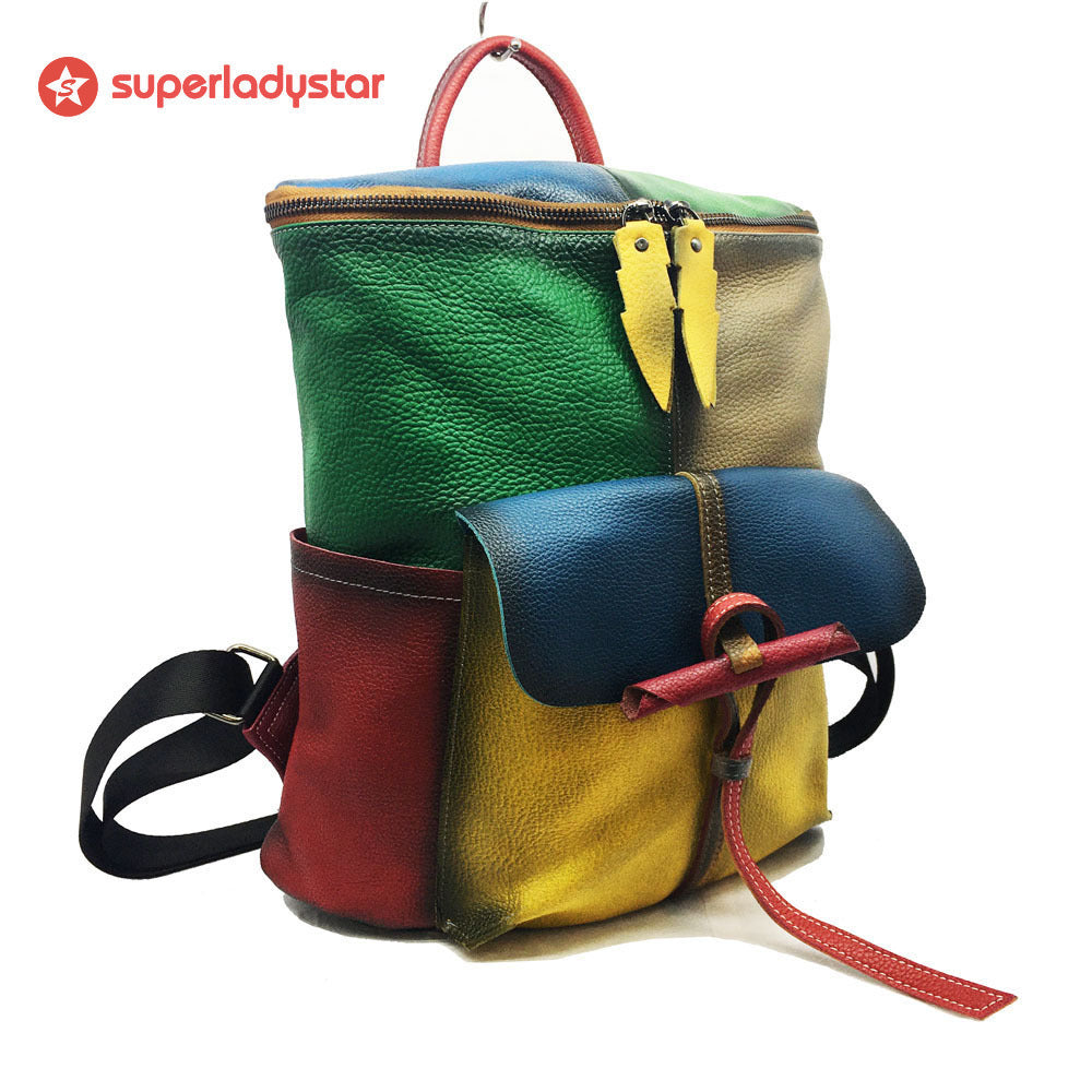 Retro Leather Rubbed Cowhide Bucket Bag