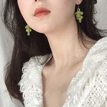 Cute Grape Earrings in Sweet Cyan Color
