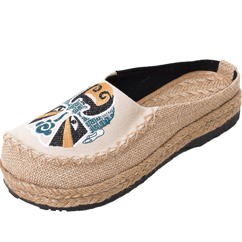Embroidered Big Toe Shoes Linen Handmade Shoes