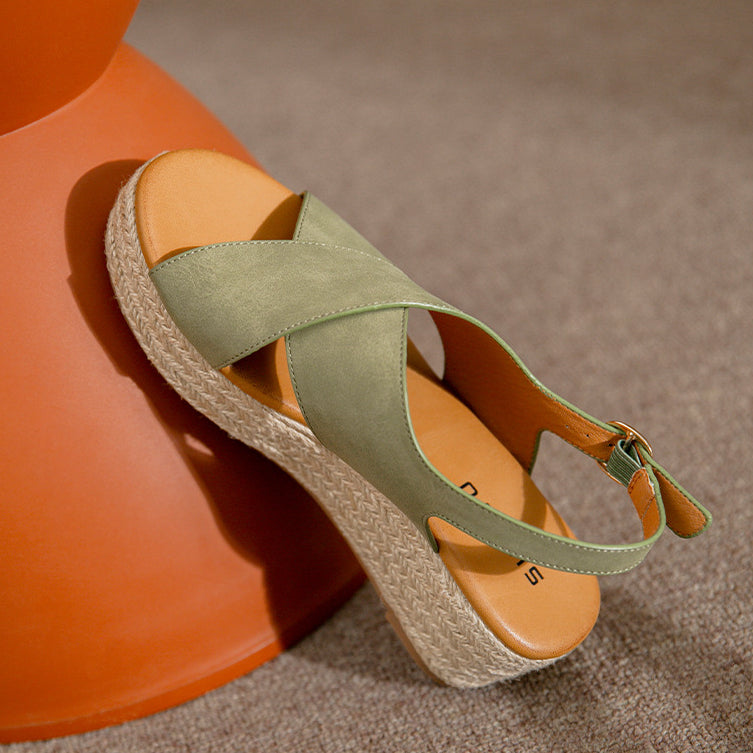 Crossed Comfort Platform Sandals