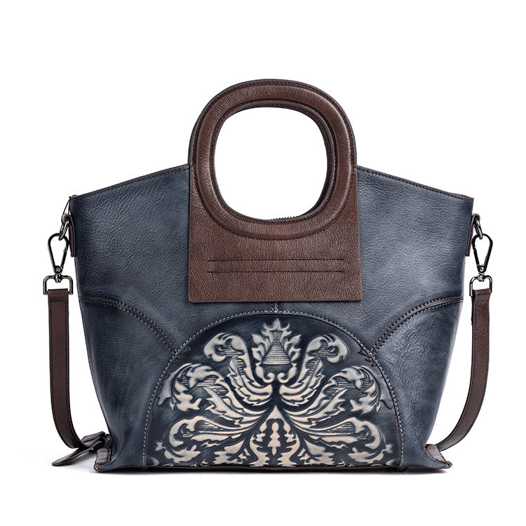 Vintage-Inspired Genuine Leather Crossbody Bag