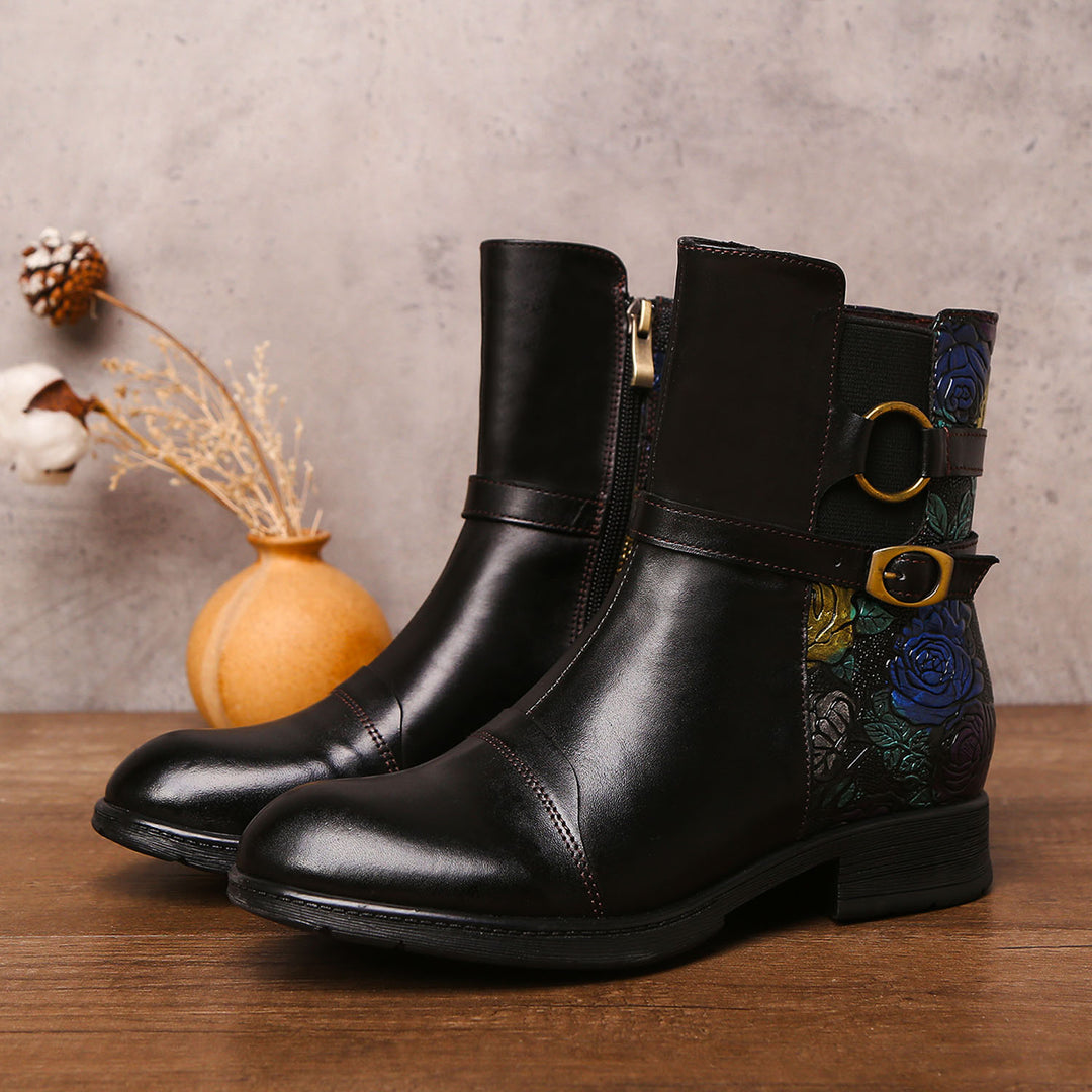 Hand-Embossed Cozy Flat Boots