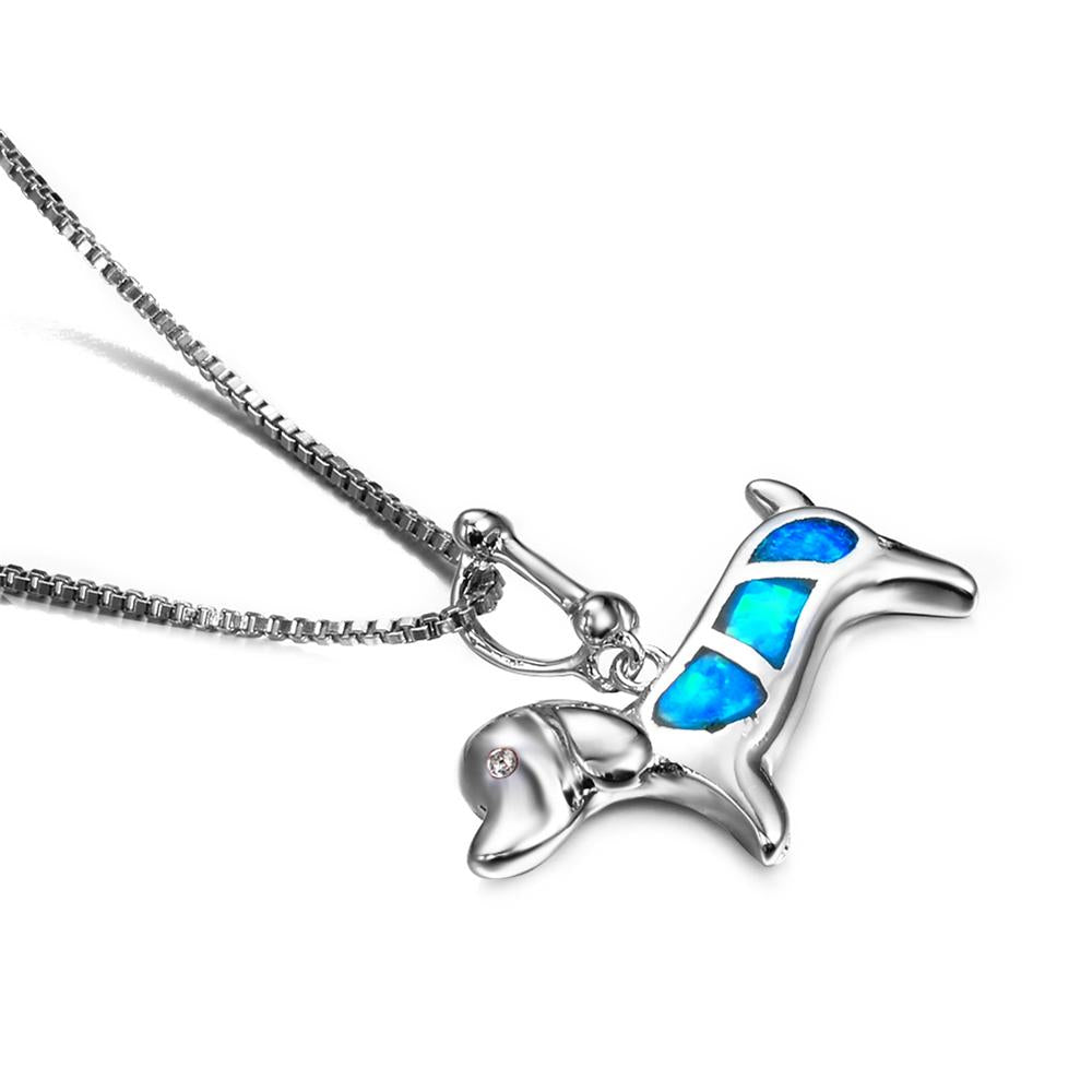 Collier Opale bleu teckel