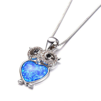 Collana opale blu gufo