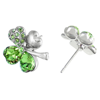 Green Four Heart Clover Earrings