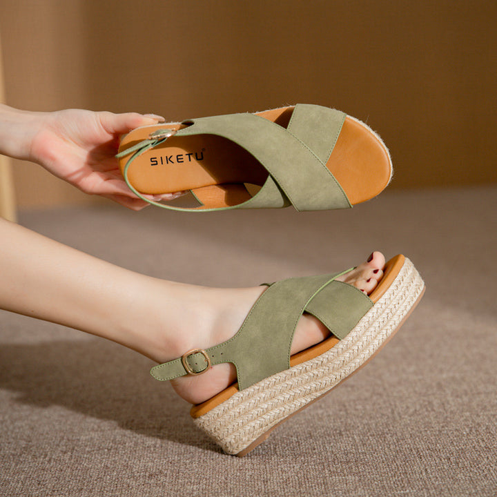 Crossed Comfort Platform Sandals