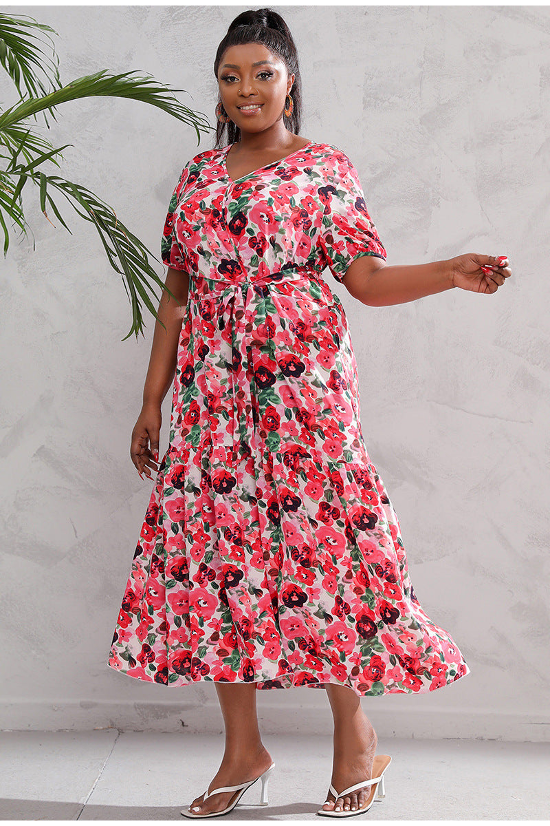 Fairy V-Neck Floral Holiday Loose Beach Dress