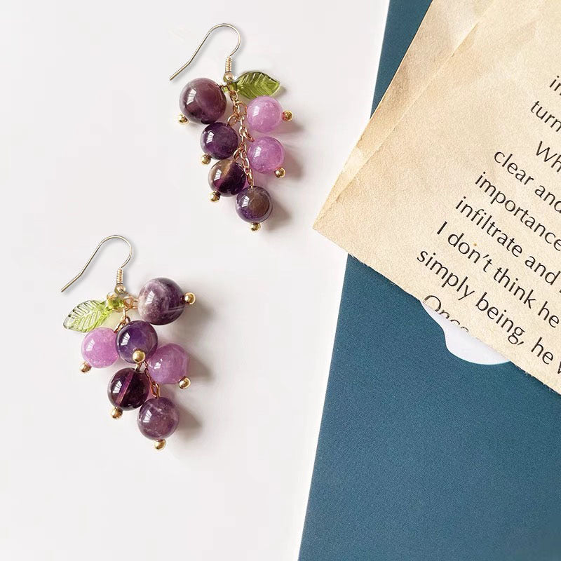 Cute Grape Earrings in Sweet Purple Color