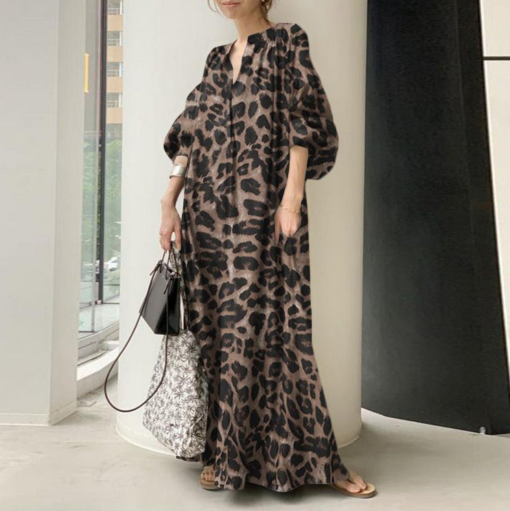 Temperament Leopard Fashion Loose Shirt Dress