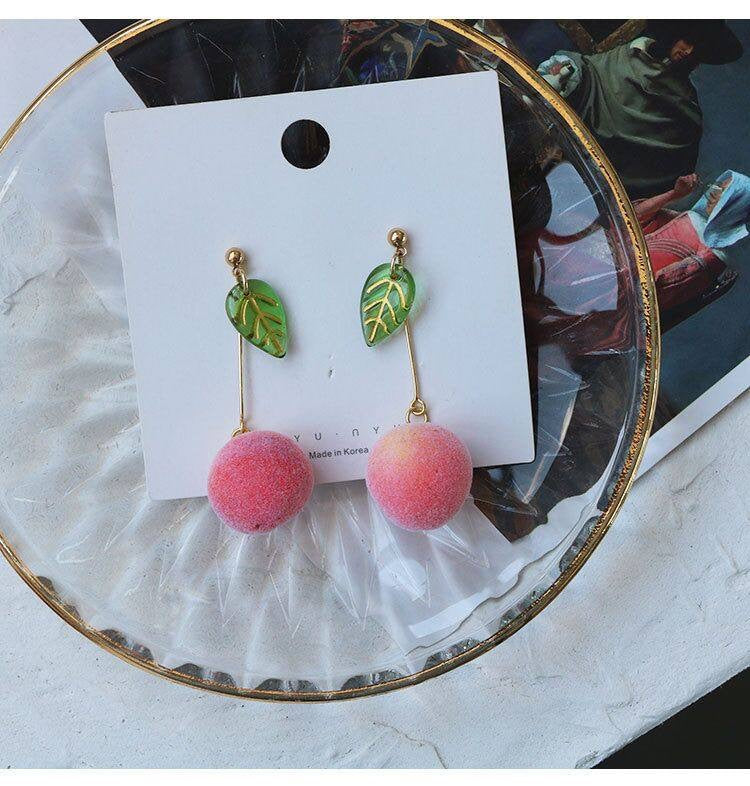 Cute Peach Fruit Earrings