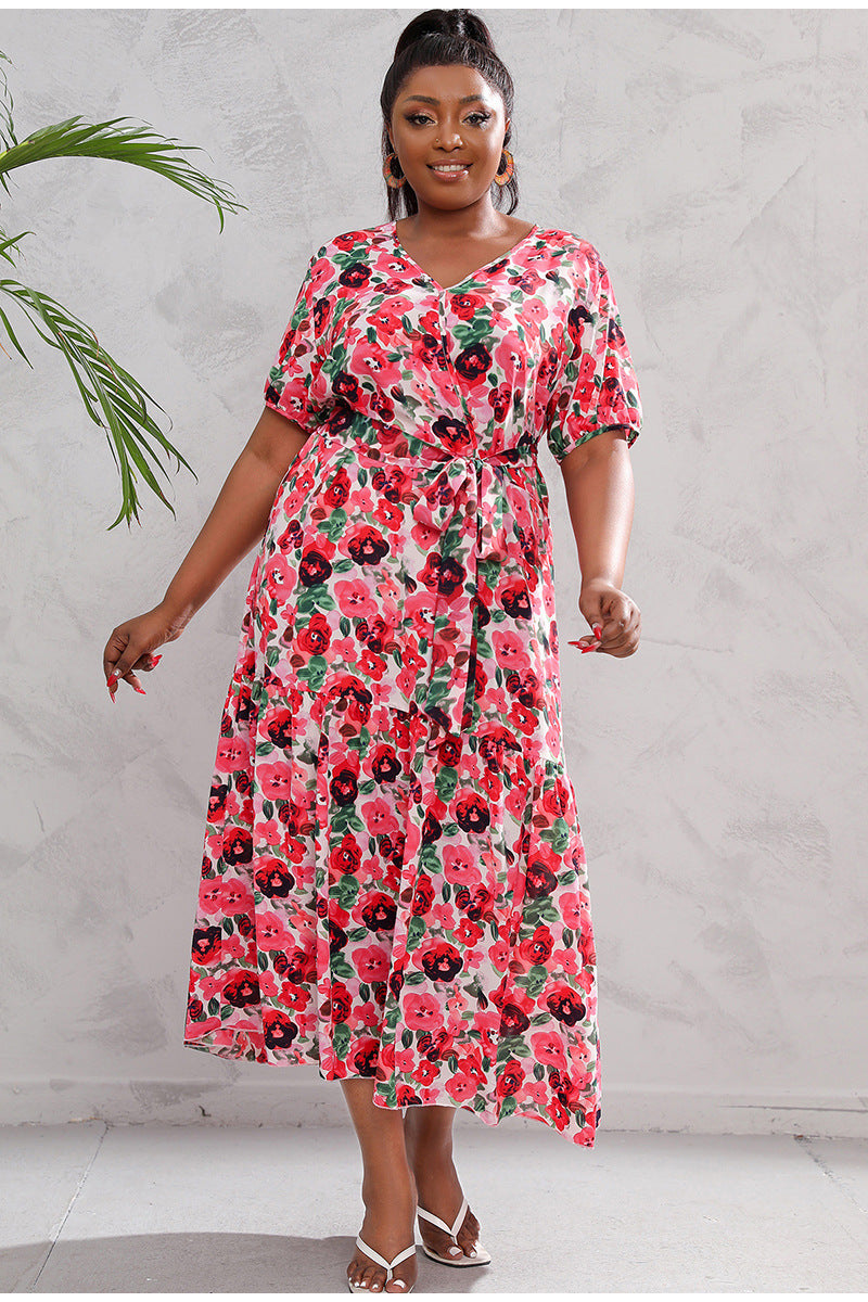 Fairy V-Neck Floral Holiday Loose Beach Dress