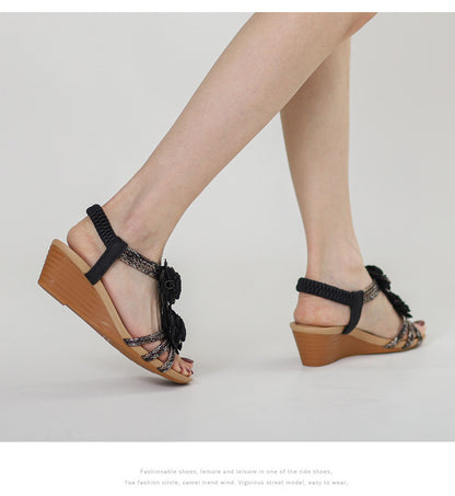 Retro Wedge Flower Comfortable Sandals