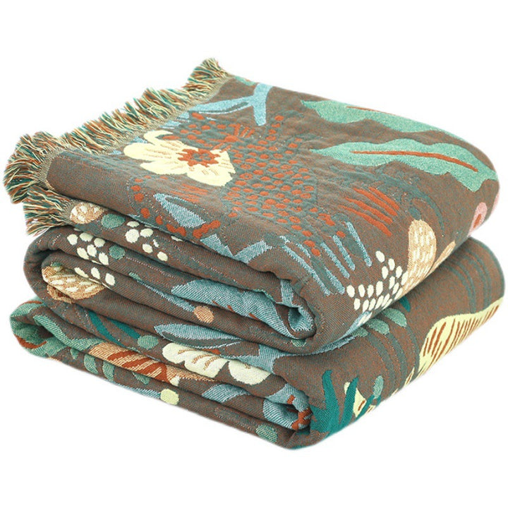 Six-Layer Cotton Gauze Forest Tiger Towel Blanket