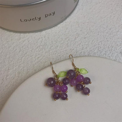 Cute Grape Earrings in Sweet Purple Color