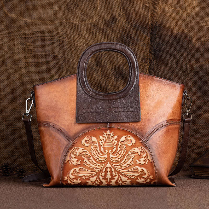 Vintage-Inspired Genuine Leather Crossbody Bag