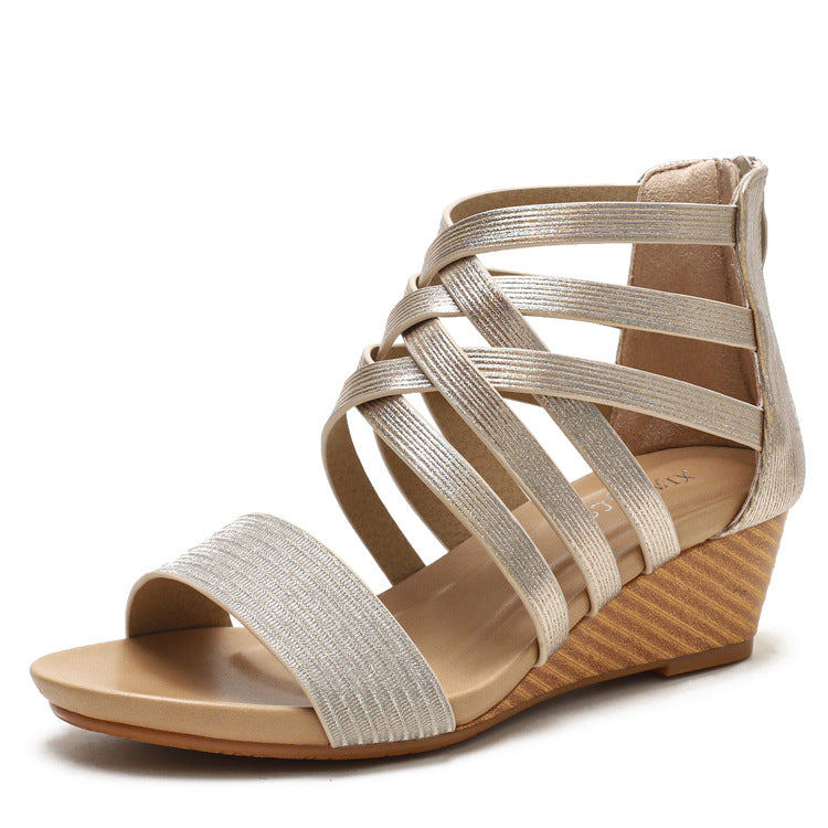 Vintage Wedge Heeled Bohemian Peep-Toe Sandalen