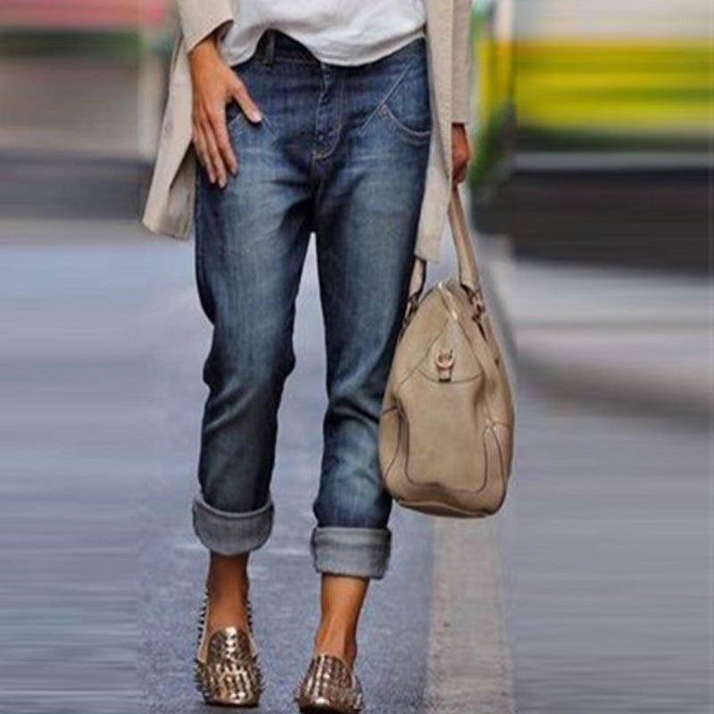 Retro Light and Versatile Half-length Jeans