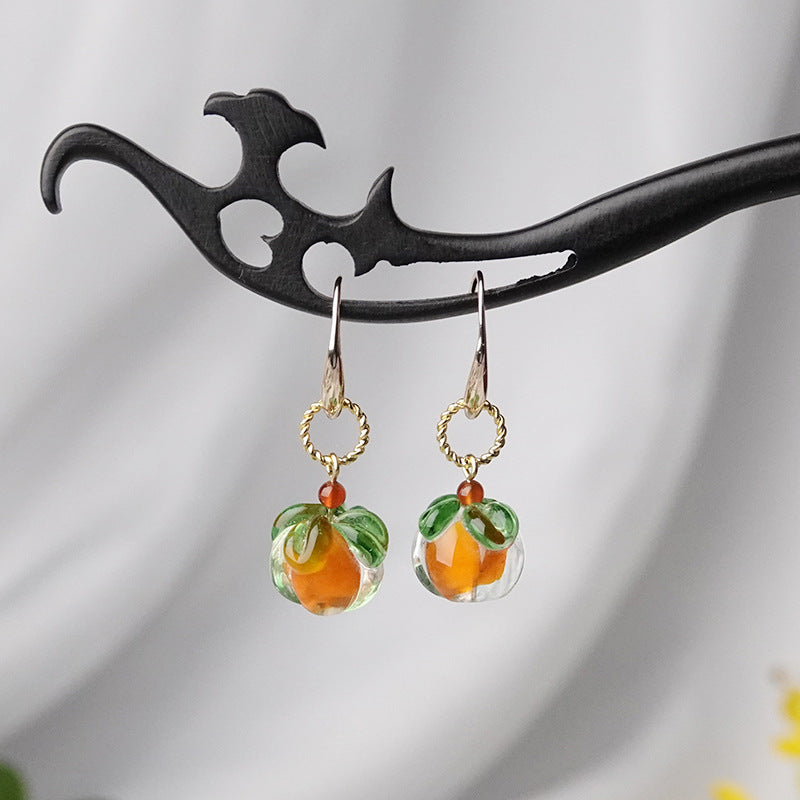 Glass Persimmon Cute Earrings