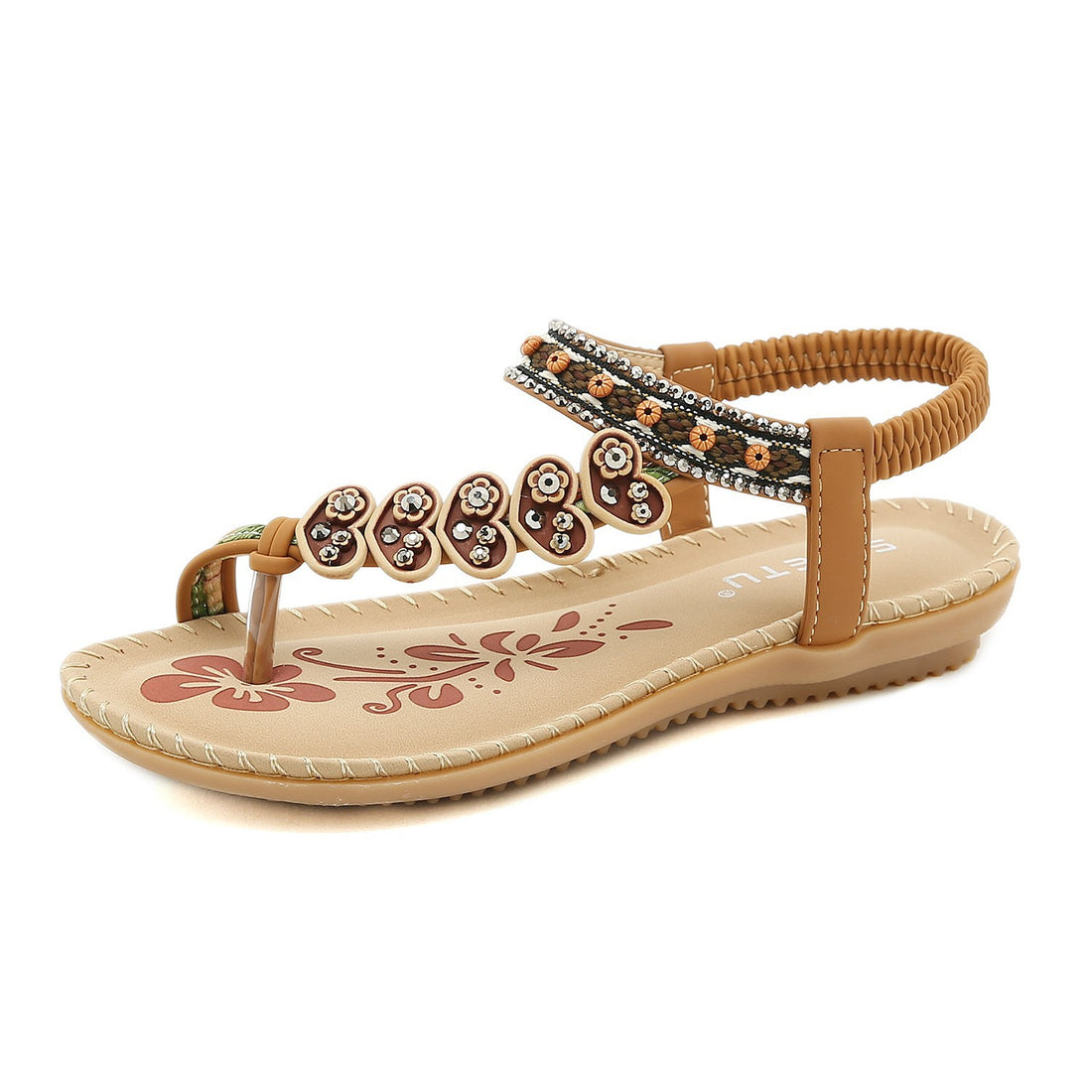 Vintage Bohemian Perlen -Strassstrandsandalen