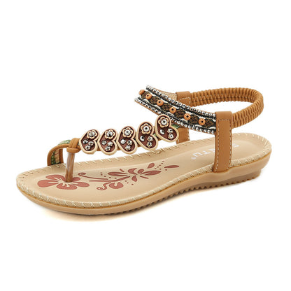 Vintage Bohemian Beaded Rhinestone Beach Sandals