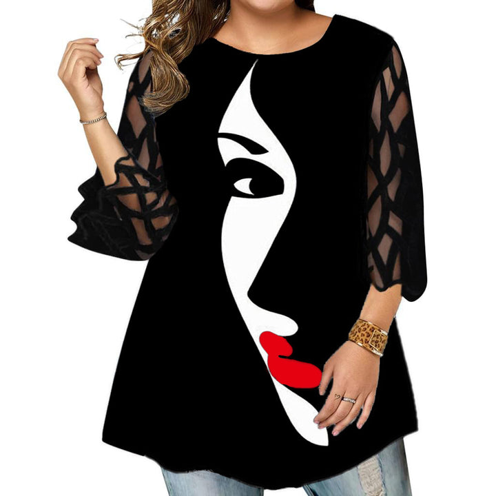 Lace Sleeve Floral Top Loose Casual T-shirt